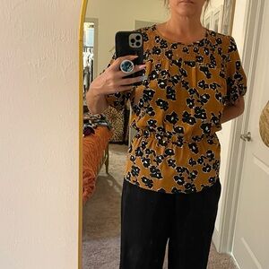 Nine West Floral Print Women's Top - Brown